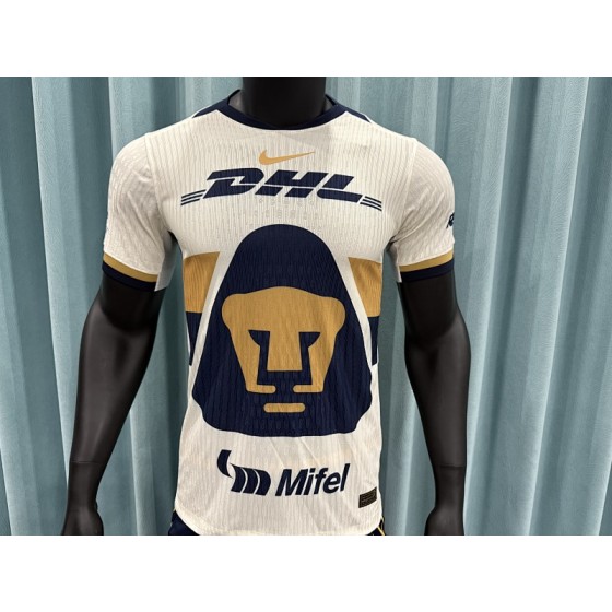 25/26 Pumas UNAM Home Jersey（Sail White·Obsidian & Gold Pumas Crest·University City Totem）